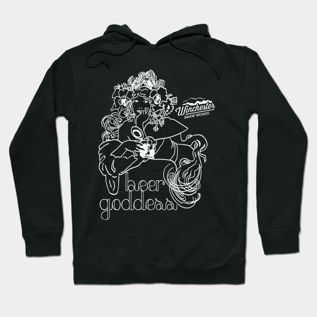 Beer Goddess (light ink) Hoodie by Winchester Brew Works